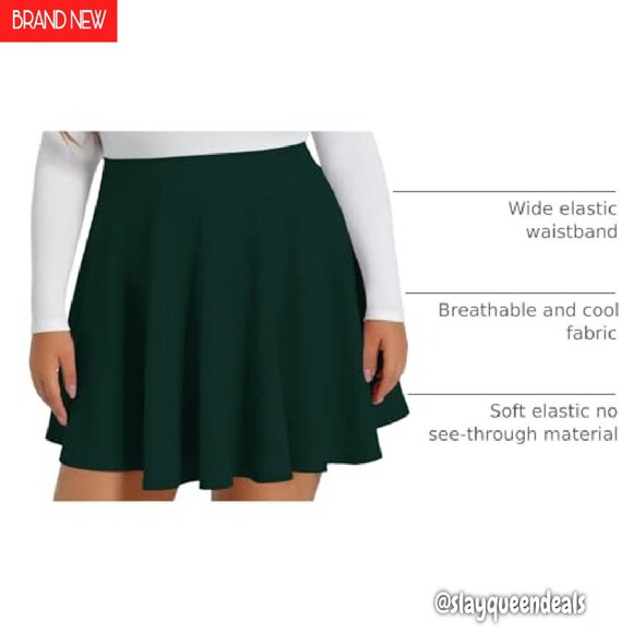 Plus Size Pleated Mini Skirt High Waisted Flowy Summer Casual - Picture 5 of 8